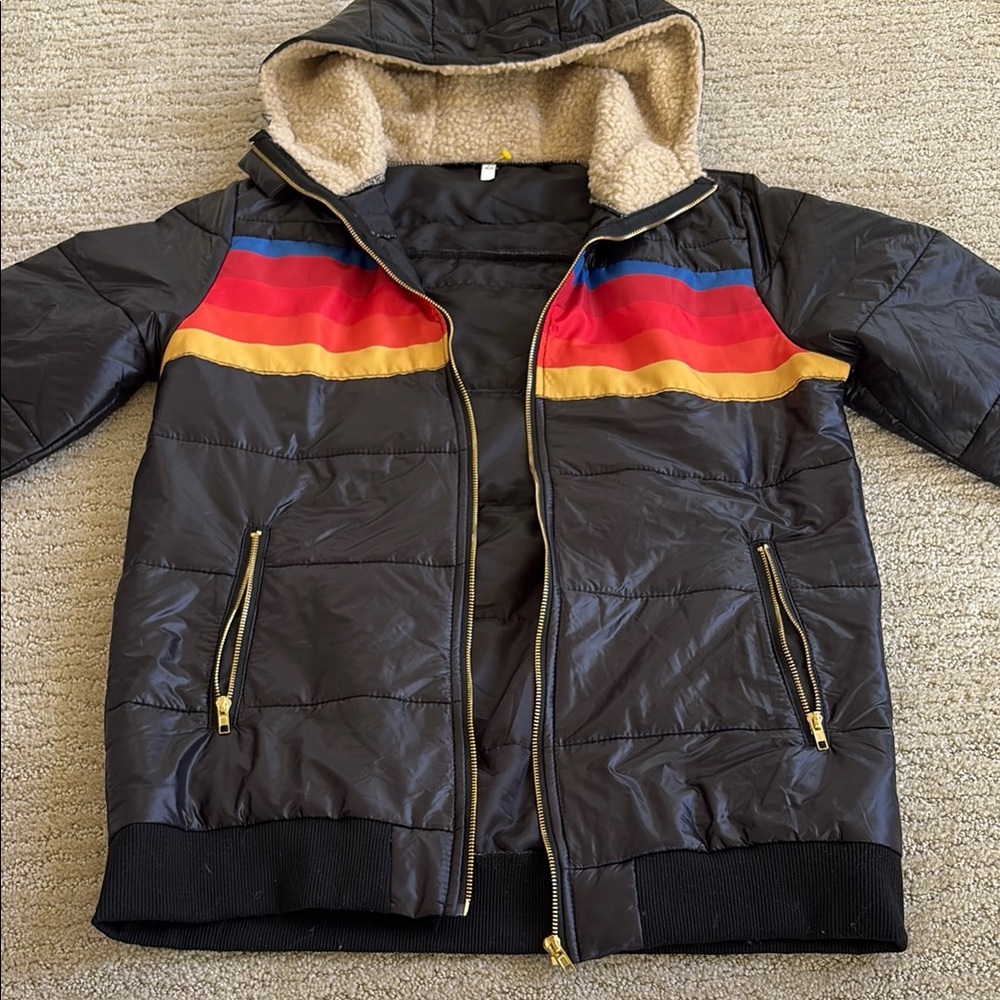 Stylish Kids' Puffer Jacket with Colorful Stripes